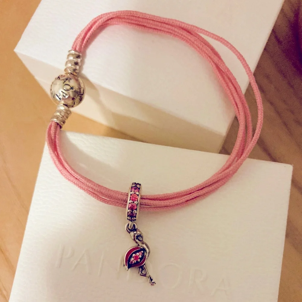 Flamingo Pandora Charm and Bracelet - Picture 2 of 2